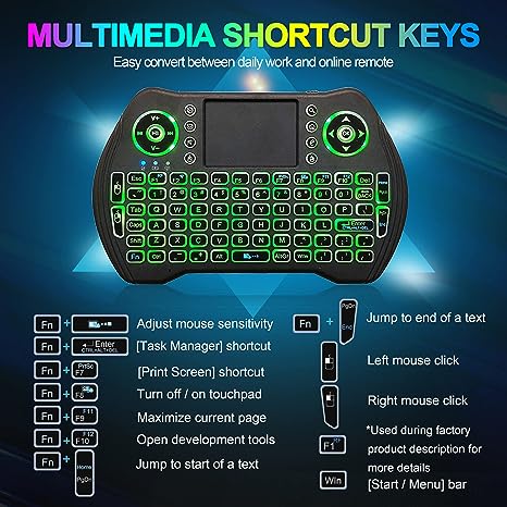 EASYTONE Backlit Mini Wireless Keyboard Touchpad Mouse