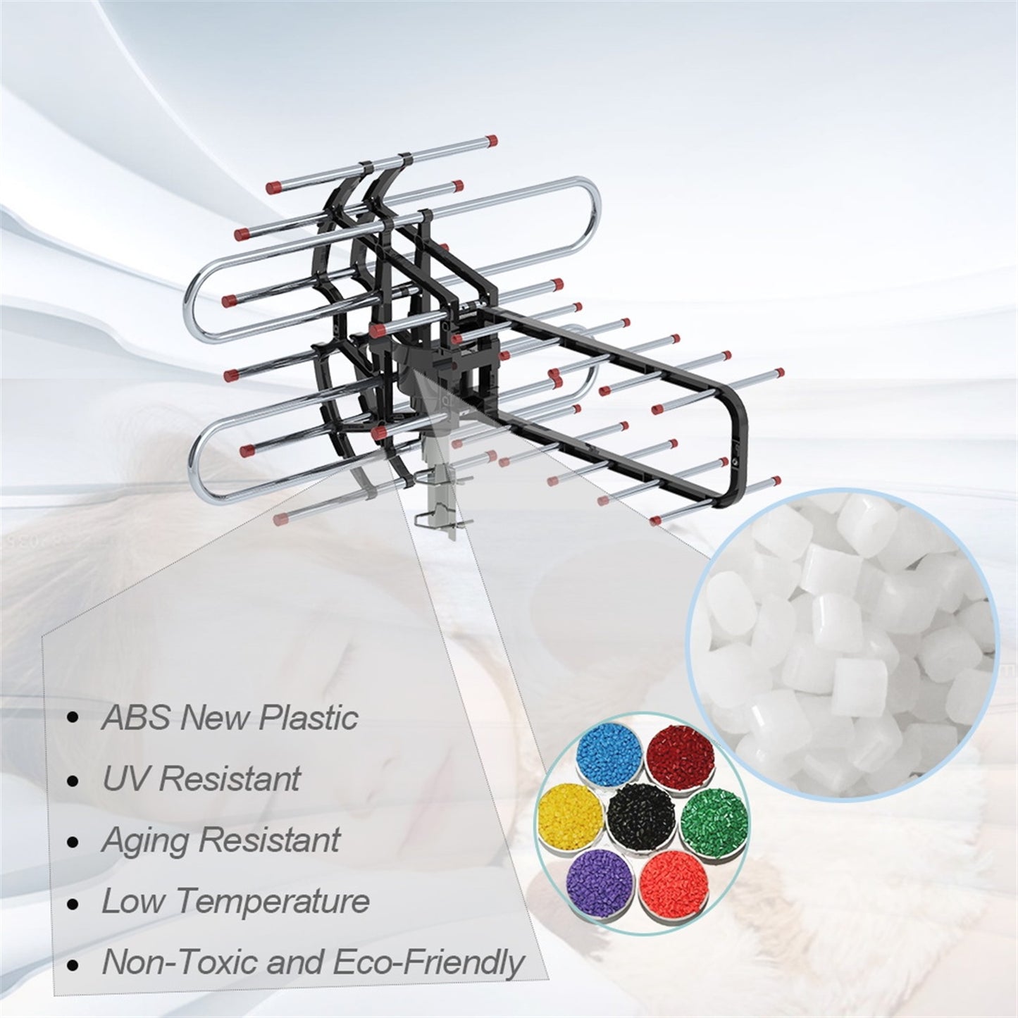 TA-851B 360°Rotation UV Dual Frequency 45-860MHz 22-38dB Open Antenna Silver