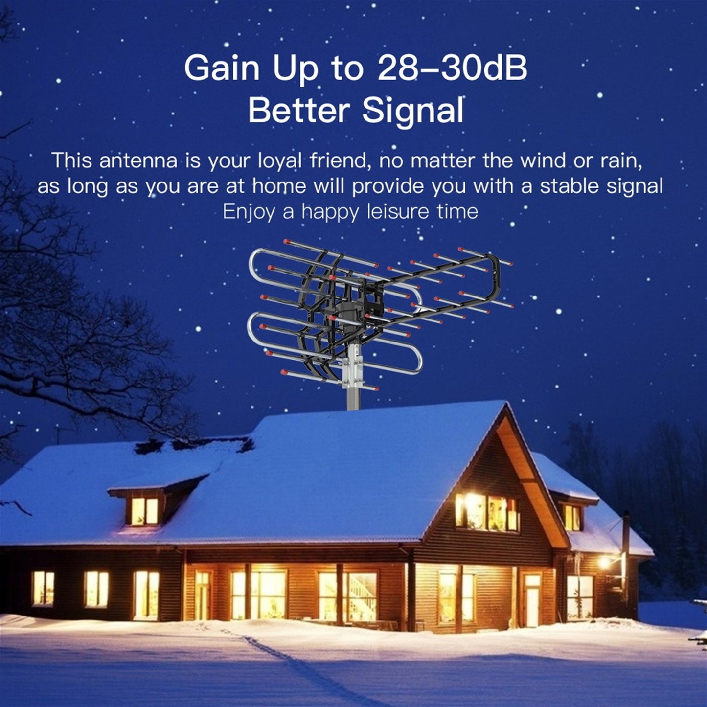 TA-851B 360°Rotation UV Dual Frequency 45-860MHz 22-38dB Open Antenna Silver